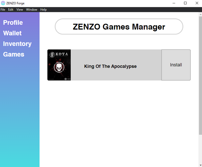ZENZO Forge GUI “Administrador de videojuegos de ZENZO”