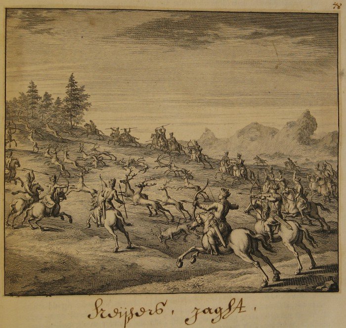 Hunt of the Emperor (In the spring and in the autumn the Buryats group together with many hundreds of people and hunt on horseback deer and wild sheep which they call ablavo.)