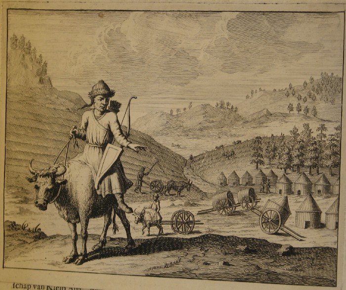 Targaziny or Tungusian horseman and peasants.