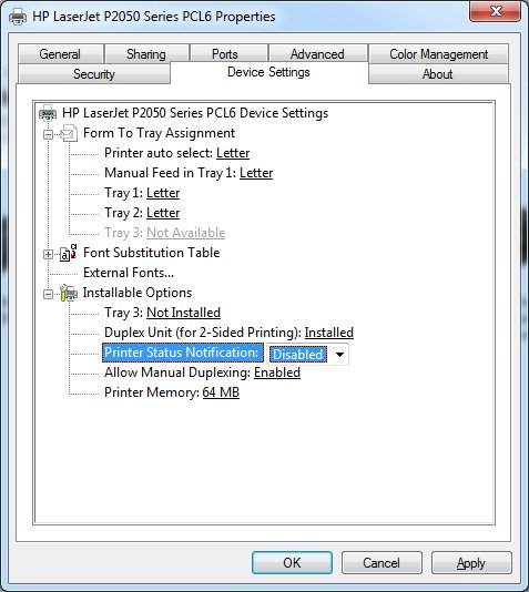 Printer Status Notification
