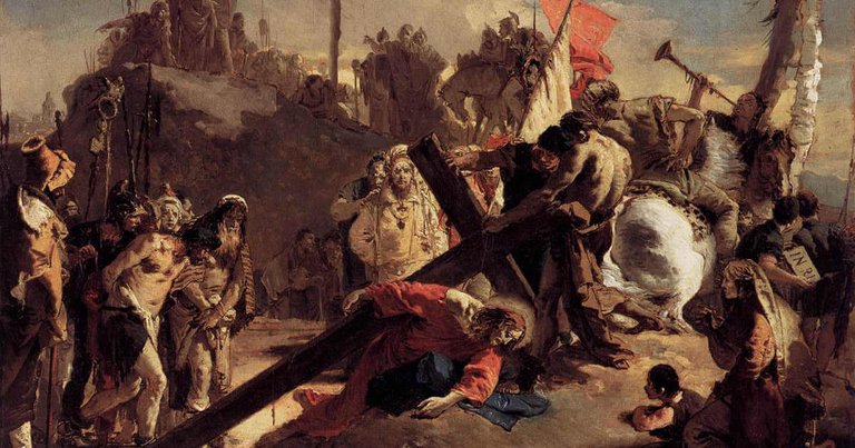 Jesus carries the cross