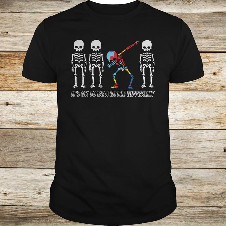 Autism skeleton dabbing it's ok to be a little different shirt Classic Guys / Unisex Tee