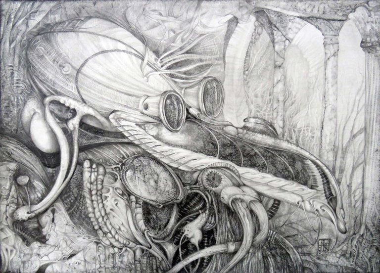 THE COVID DOCTOR HAS LANDED – graphite on paper, 40 x 70 cm – 2020