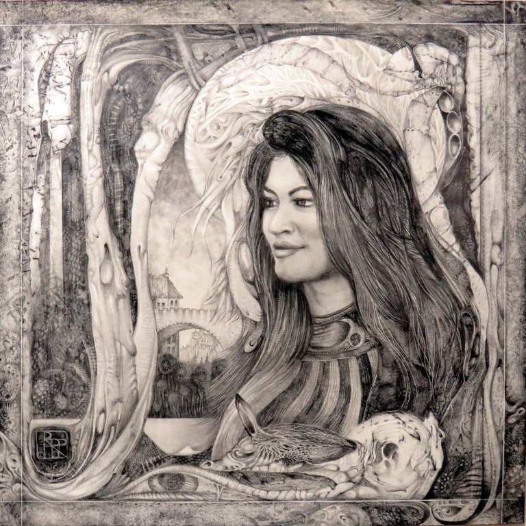 MISS T FANTASY PORTRAIT – graphite on paper – 2020 – 46 x 46 cm 