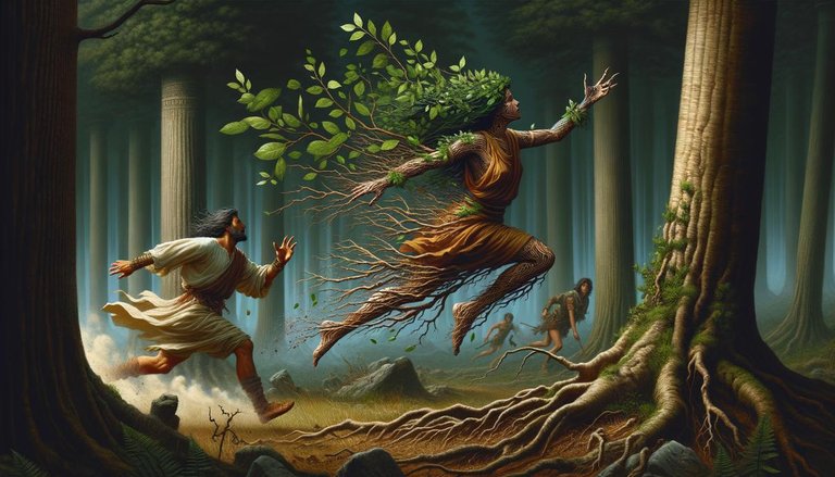 Daphne transforming into a laurel tree