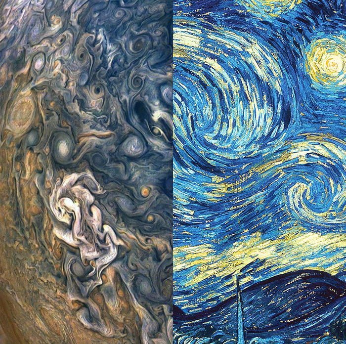 Comparación de La Noche Estrellada con el cielo de Júpiter