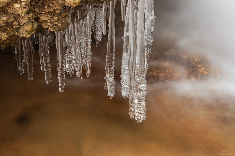 Icicles hanging from the Rock