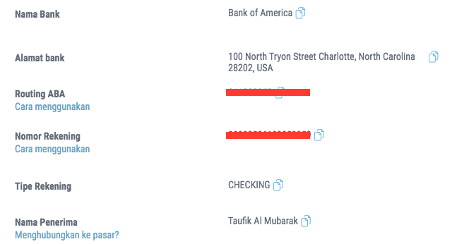 Routing number payoneer