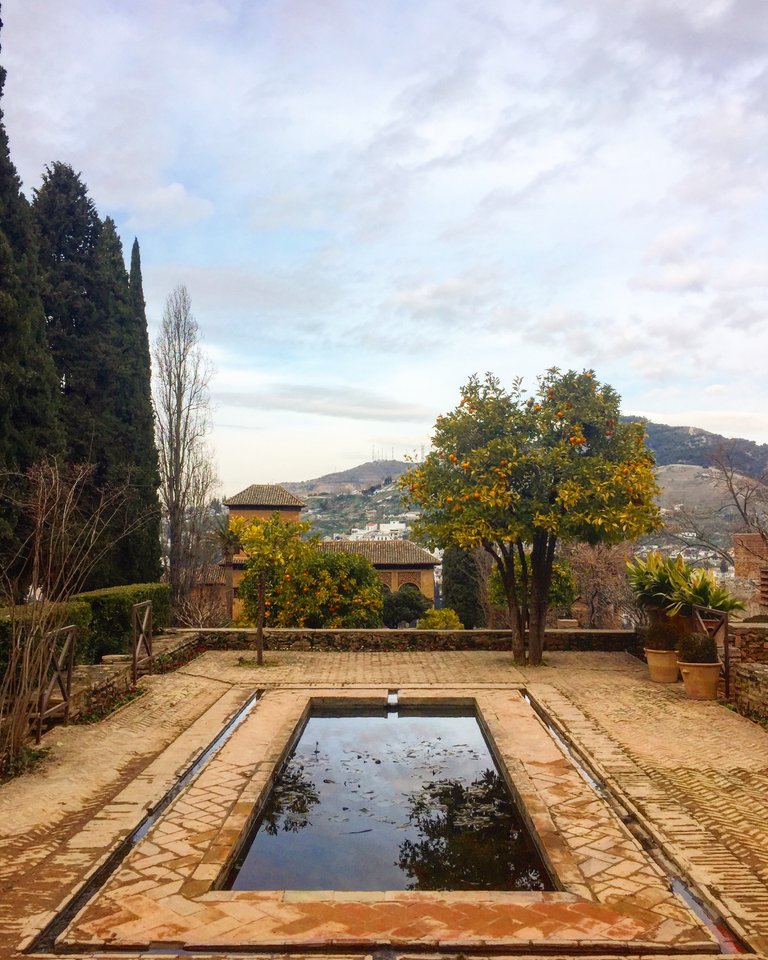 One of the many ponds within the sculpted gardens of this ancient fortress.