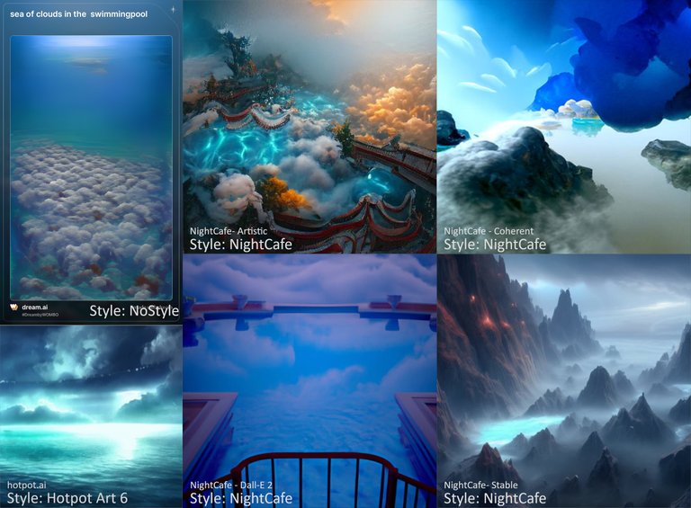 AI Art comparison: Sea of Clouds in the  Swimmingpool