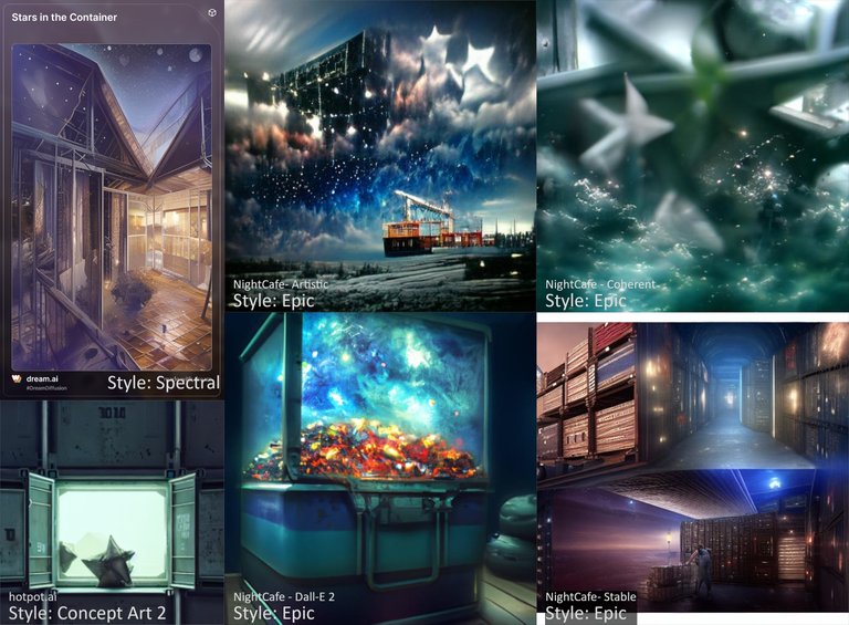 AI Art comparison: Stars in the Container