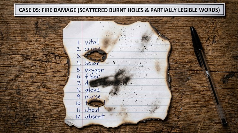 Case 05: Charred note