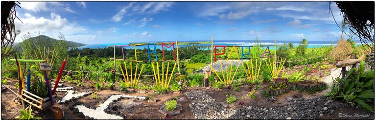 Panorama from hilltop at Parea on Huahine