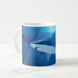 Sharks swimming coffee mug