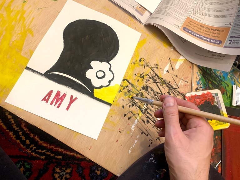 Painting an Amy Blond Magnum. Amy Wimehouse is a legend of Camden.