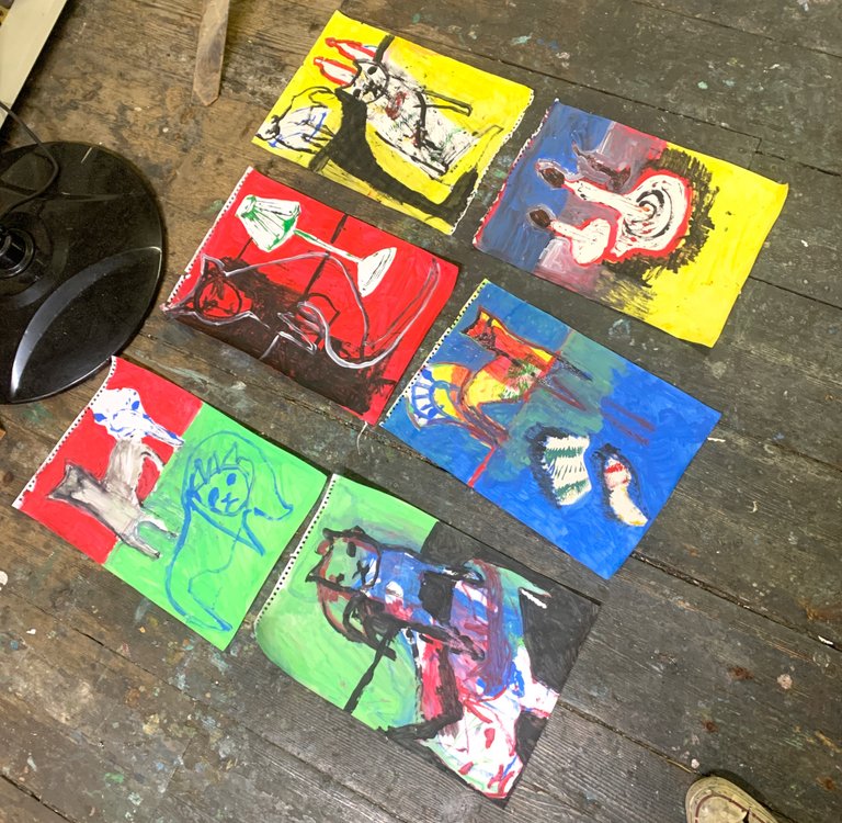 The paintings found today as they were when painted at Billy's studio.
