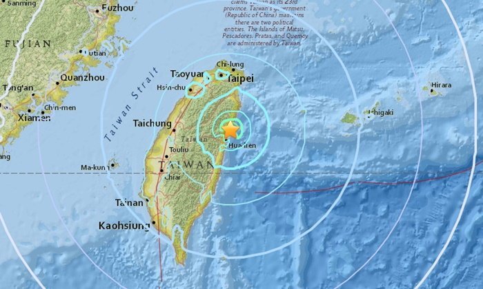 แผ่นดินไหว 6.4 นอกชายฝั่งทางตะวันออกของไต้หวัน