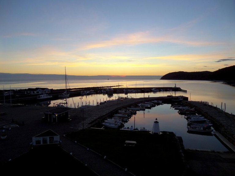 The harbor at sunset