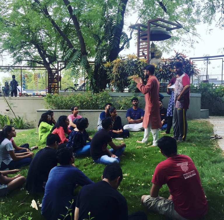 Tanul Gupta (@haxins) addressing a gathering at CMA