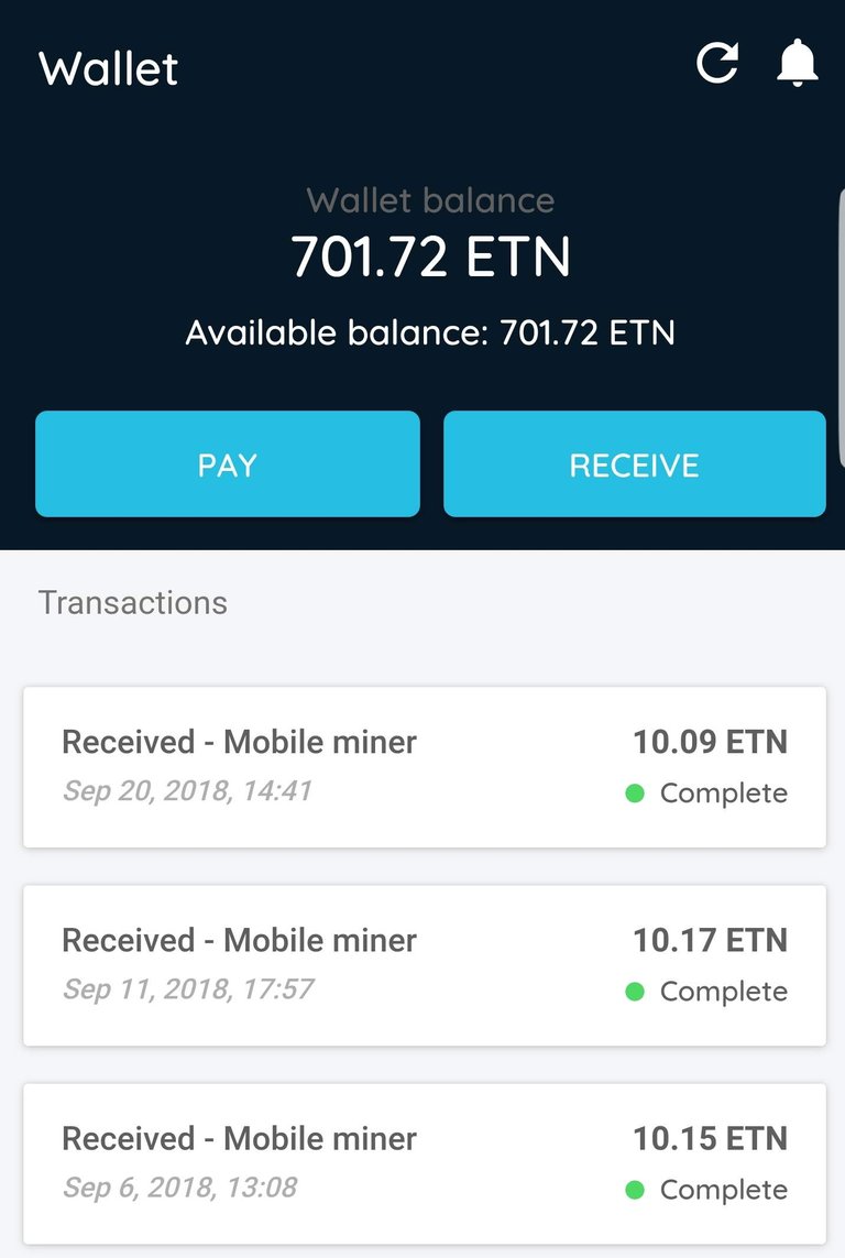 ETN mobile mining proof