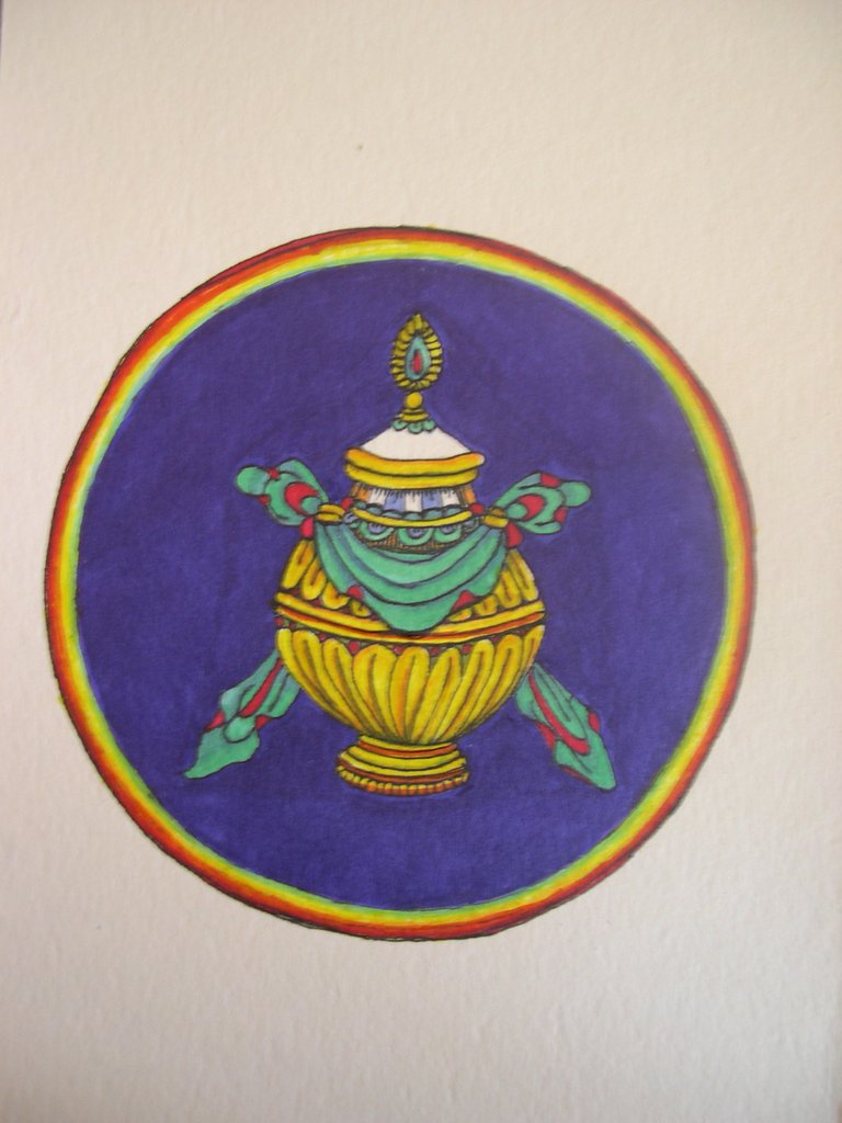 Wish Fulfilling Vase of Treasures One of Eight Auspicious Symbols of