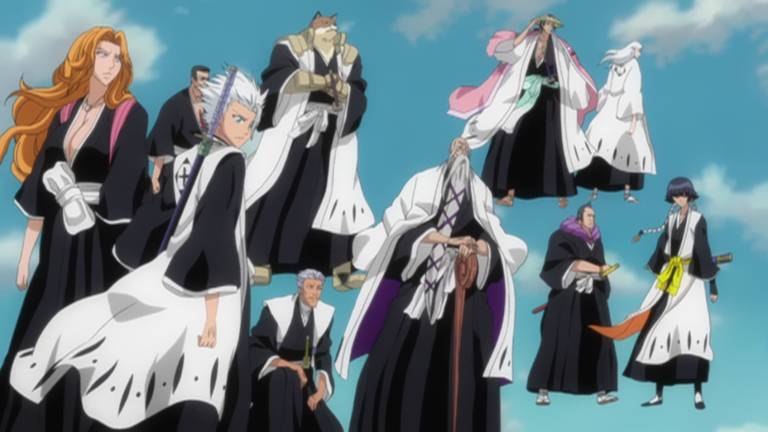 The Soul Society captains in the big battle in Karakura-cho
