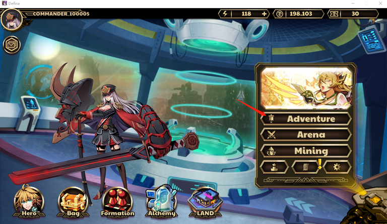 Game's main screen