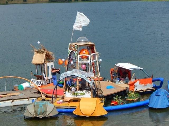 boat made out of trash