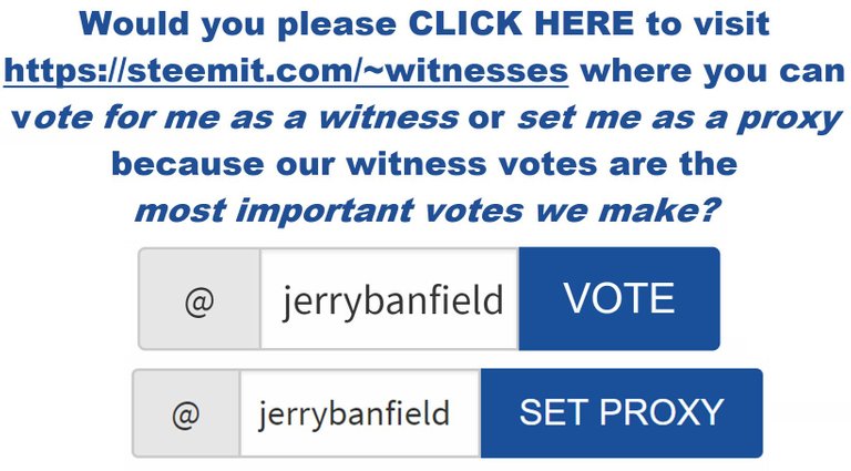 Vote Jerry Banfield Steem Witness