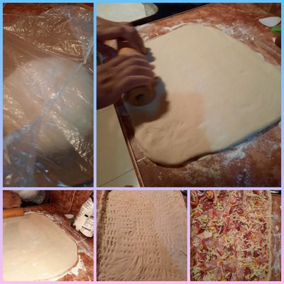 Dejar reposar la masa, estirar,y decorar/Allow the dough to rest, roll out, and decorate.
