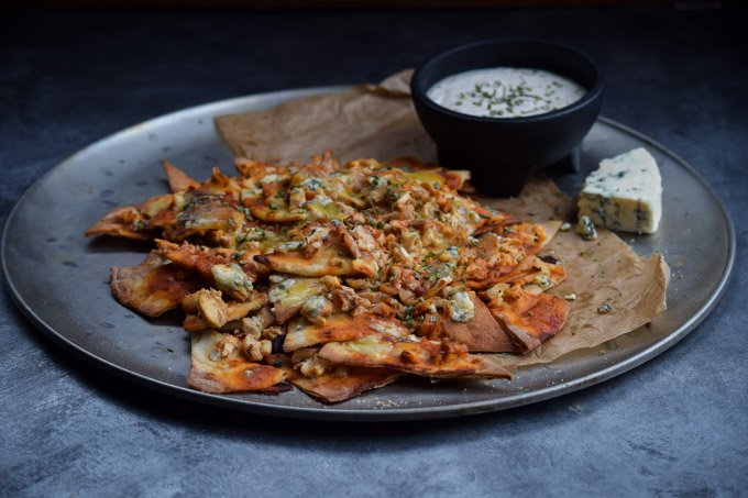 Buffalo Chicken Blue Cheese Pita Nachos with Greek Yogurt Ranch (2).jpg