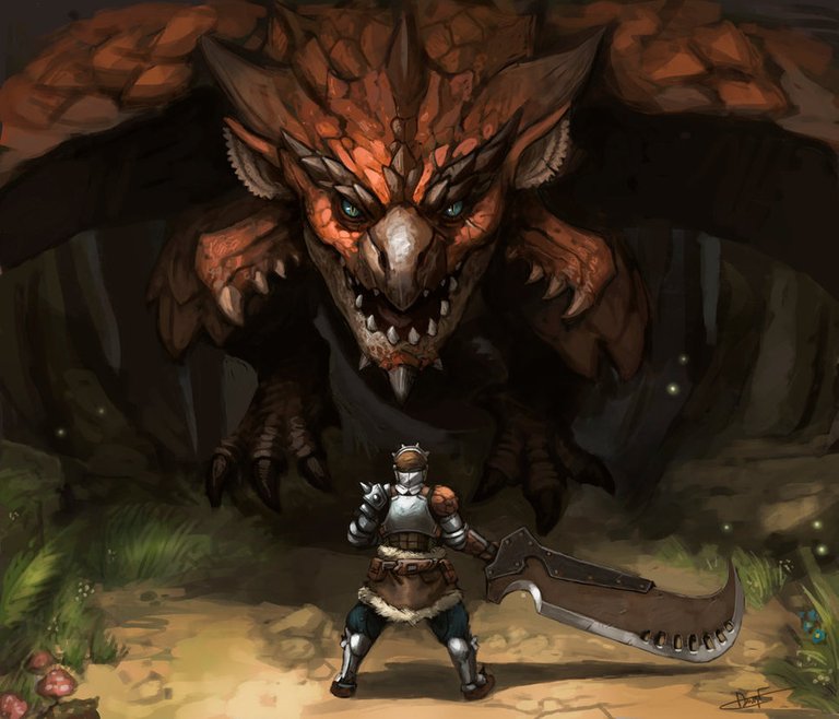 monster_hunter__rathalos_vs_hunter_by_fonteart-d95yqs5.jpg