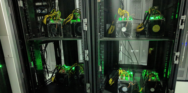 Bitcoin Mining rigs at a Data Center facility in Milwaukee, WI