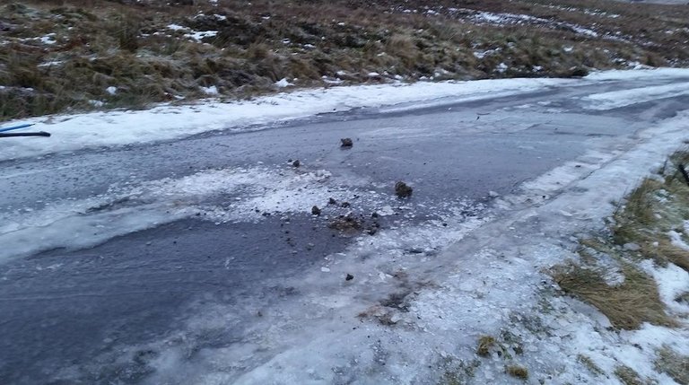 Icy road, Lawers car park.jpg