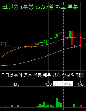 코인원 1분봉 부분챠트