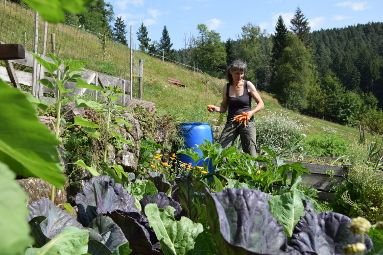 Ingrid läuft durch Garten