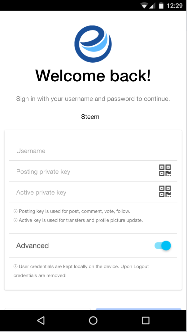 eSteem login page