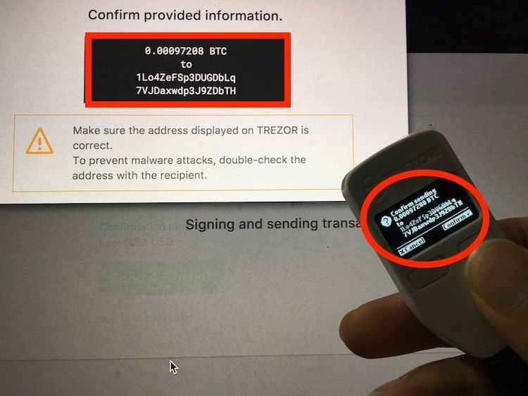 Trezor - Send Bitcoin Confirm Message.JPG