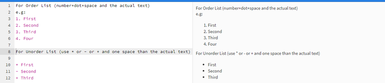 order and unordered list