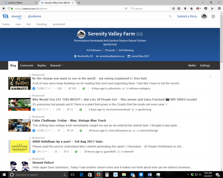 Serenity Valley Farms 400 followers on Steemit.png