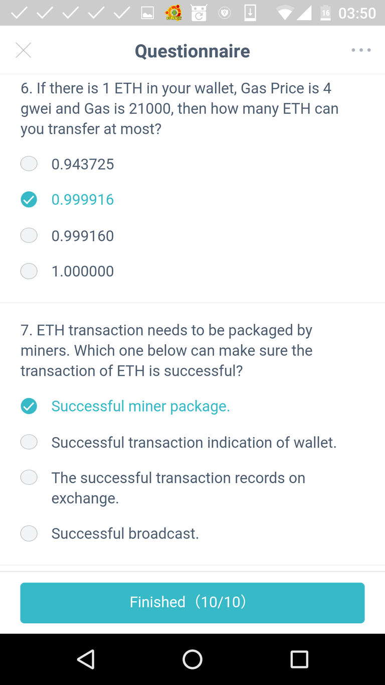 6. 0.999916; 7. Successful miner package.