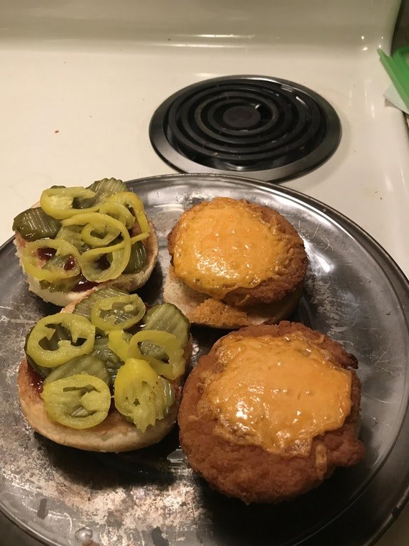 I Ate  breaded chicken with fried cheddar, peperoncini and pickles.jpg