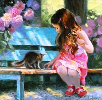 playing-on-blue-bench-Vladimir-Volegov-children-paintings.jpg