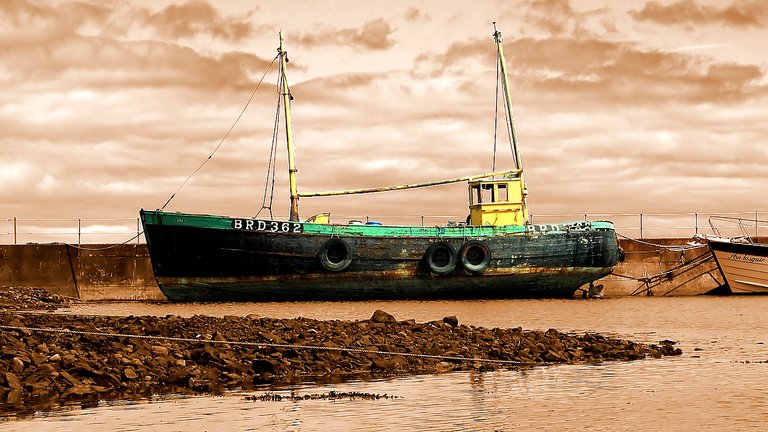 Old Fishing Boat - Built 1947-  Avoch Scotland Mono Colour.jpg