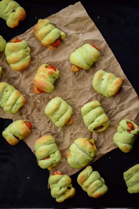 Cheesy Piglets in Green Blankets (Mini Wasabi Pretzel Dogs with Cheddar) (10).jpg