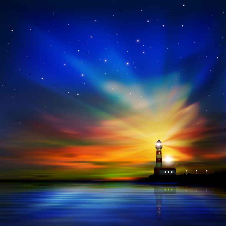 abstract dark sea background with lighthouse and sunset.jpg