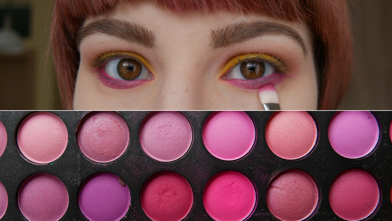 Soft Yellow Eye Makeup - add pink lower lash line- melissavandijkmakeuptutorials.png