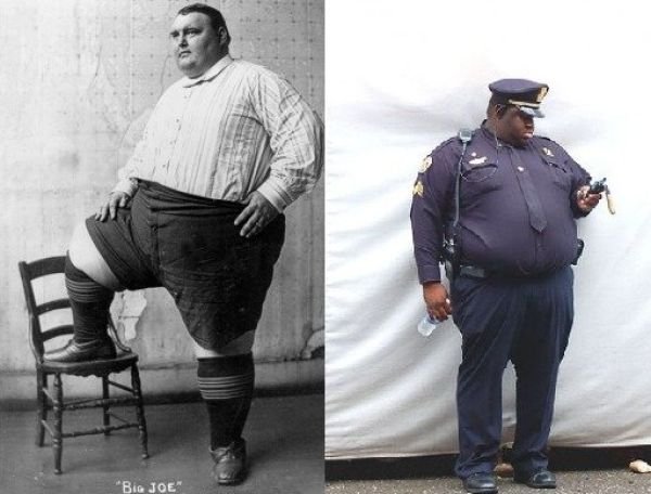 Largest man in the world in 1903, police officer in 2013..jpg