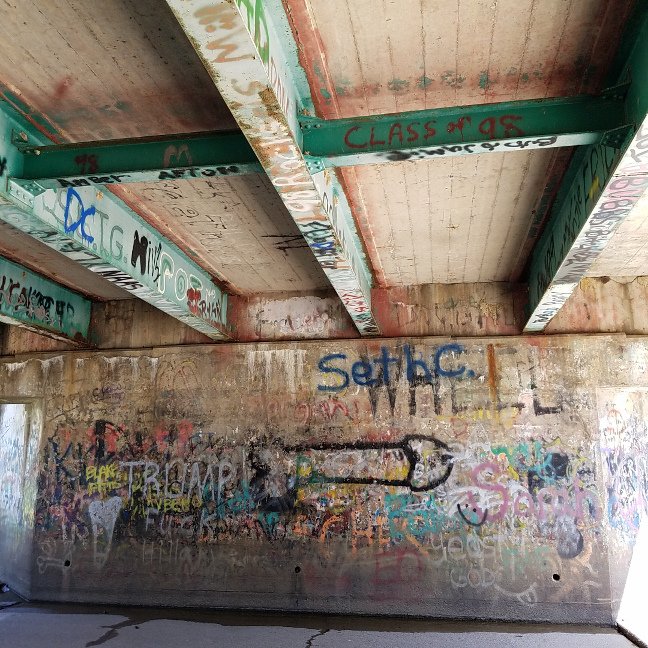 North strait view of East overpass inner wall