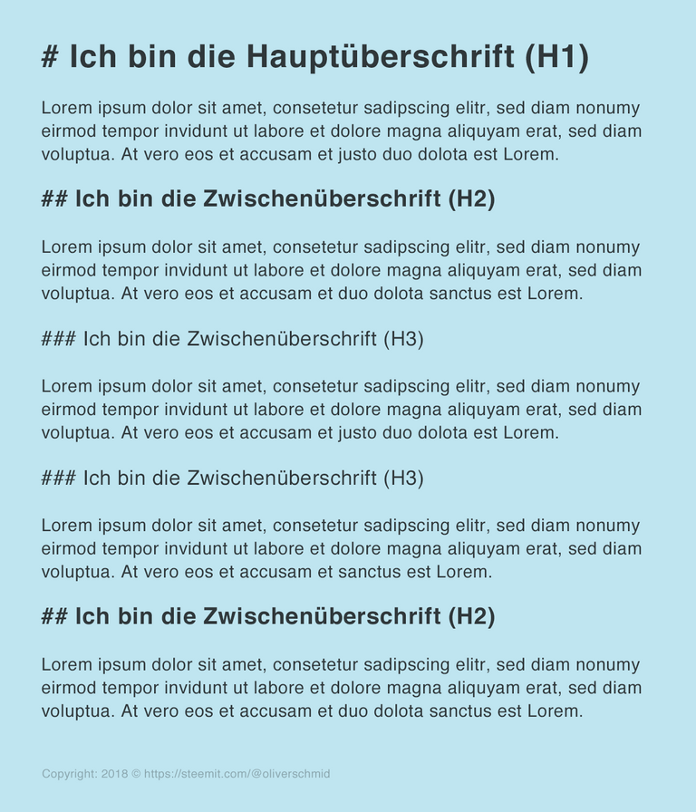 Überschriften Markdown Steemit